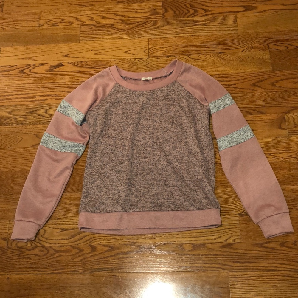 Youth Large Pink and Grey Sweatshirt With No Hood